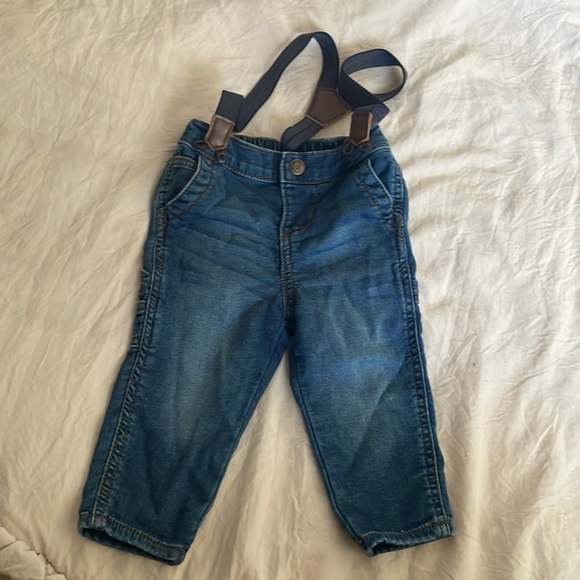 OshKosh B'gosh Bottoms 9 Month Soft Knit Baby Bgosh Suspender Jeans